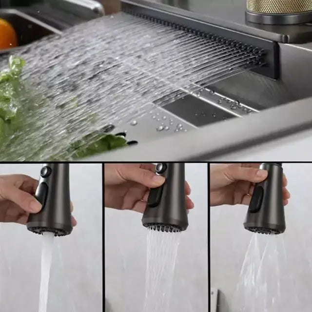 aramo, kitchen sink, multifunctional kitchen sink, glass washer, nano sink