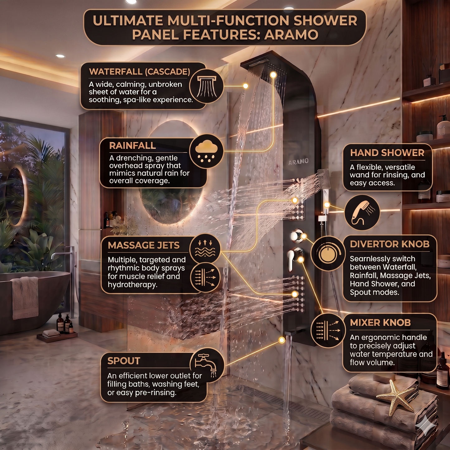 Shower Panel - Wave