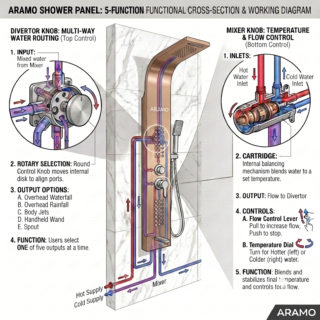 Shower Panel - Wave