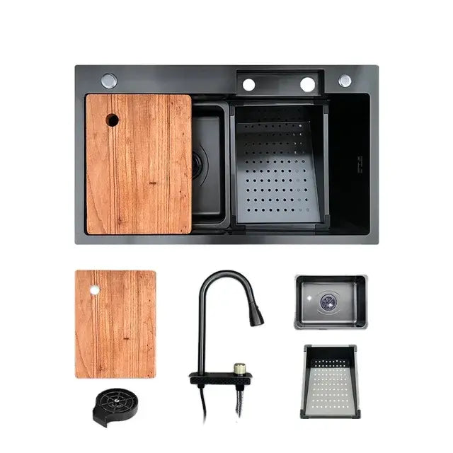 aramo, kitchen sink, multifunctional kitchen sink, glass washer, nano sink